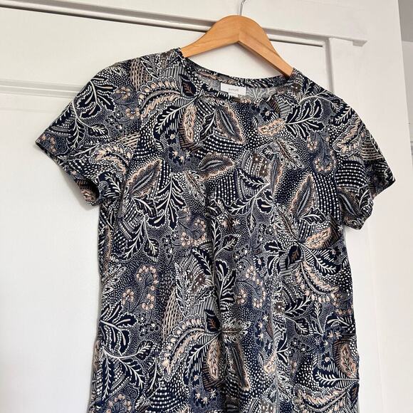 J. Jill Pure Jill Tropical Floral Short Sleeve Mini Dress Women’s Small Blue - Picture 2 of 6